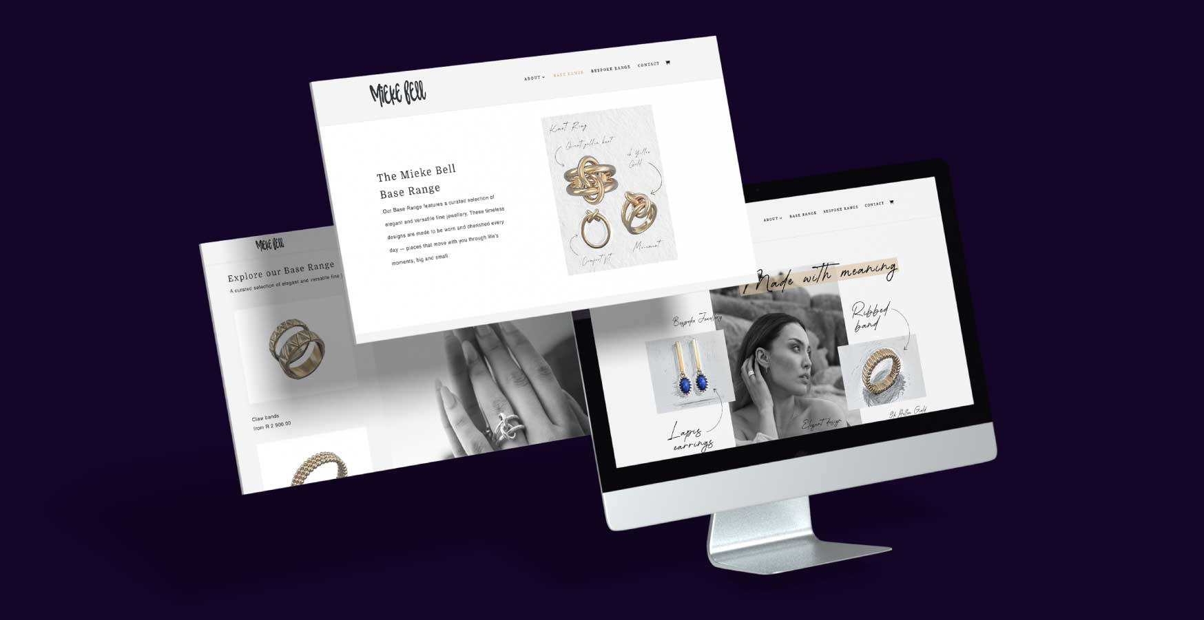 Mobile-friendly jewellery e-commerce website design for Mieke Bell Fine Jewellery